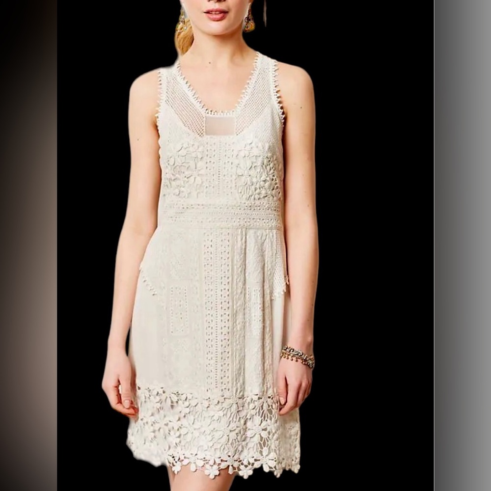 Anthropologie Vered Lace Dress Yoana Baraschi Ivory Size 2